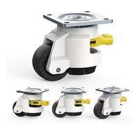 HOLKIE Leveling Castors with Ratchet Handle Design - Total Capacity 1000kg - Heavy Duty Industrial Castors Set of 4 for Workbench - 50mm Wheels with Adjustable Leveling Pads (TD60)