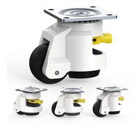 HOLKIE Leveling Castors with Ratchet Handle Design - Total Capacity 1500kg - Heavy Duty Industrial Castors Set of 4 for Workbench - 60mm Wheels with Adjustable Leveling Pads (TD80)