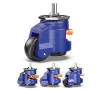 HOLKIE Leveling Stem Castor Wheels Set of 4 Heavy Duty with Ratchet Handle, 1/2" and M12 Screw Size Retractable Castors, Adjustable Casters for Furniture, Workbench, Machine, Total Capacity 1500KG