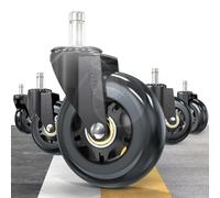 HOLKIE Office Chair Casters Wheels Black 10x22mm 3 Inch Fit 1KEA ONLY Black Castors Replacement for Carpet and Hardwood Floor, Rubber Swivel Roller Blade Gaming Chair Wheels Set of 5