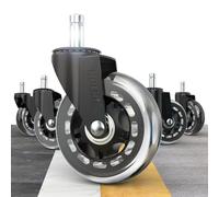 HOLKIE Office Chair Casters Wheels Transparent 10x22mm 3 Inch Fit 1KEA ONLY Black Castors Replacement for Carpet and Hardwood Floor, Rubber Swivel Roller Blade Gaming Chair Wheels Set of 5