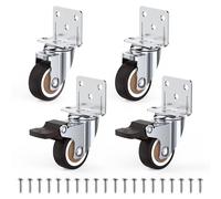 HOLKIE Side Mount Casters Wheels 32 mm with Heavy Duty Thickened L-Shaped Plate Double Ball Bearing Swivel Casters Set of 4 Holding 45 Kg Ideal Wheels for Furniture,Planters,Small Tables