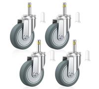 HOLKIE Stem Caster Wheels 76mm Casters Set of 4, 11mm Stem Diameter Swivel Castors Heavy Duty TPR Rubber Replacement Furniture Castor for Trolley, Stool, Mop Bucket, Grill, Shop Vac