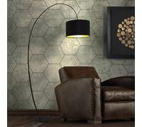 Holländer Bambus Arco arc floor lamp, dark brown, gold