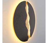 Holländer LAVA LED wall lamp, black and gold, Ø 80 cm, metal, dimmable