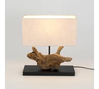 Holländer Lipari table lamp, wood-coloured/beige, height 41 cm, linen