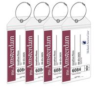 Holland America Cruise Luggage Tag Holders [4 Pack] - Waterproof, Durable with Steel Loops - Fits All Holland America Cruise Ships for Cruising in 2025, 2026 and 2027 - Cruise Essentials