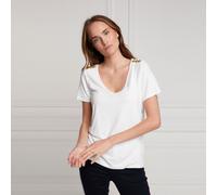Holland Cooper Ladies Relax Fit Vee Neck Tee - White - Size: UK 12-14 (L)