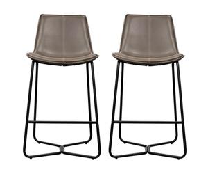 holland ember leather bar chairs with metal base in pair