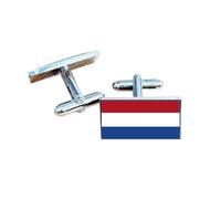 Holland Flag Cufflinks - Dutch National Emblem Gift for Men | Red, White & Blue Horizontal Flag Design | Groomsmen Wedding Gift | Gift Box Included | Proud Netherlands Heritage Keepsake