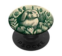 Holland Lop Rabbit Bunny Botanical Vintage Flower Artistic PopSockets Adhesive PopGrip