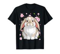Holland Lop Rabbit Cute Bunny Japanese Cherry Blossom Floral T-Shirt