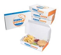 Holland Plastics Original Brand 100 x fish and chips cardboard boxes/carton in large size (31 cm x 15 cm x 5 cm)