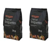 Holland Plastics Original Brand 2 x The Original Bar-Be-Quick Build 3kg Charcoal Briquettes - Carbon with Long Burn Time