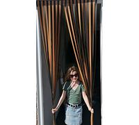 Holland Plastics Original Brand Robust Window Screen, Fly Protection, Strip Screen, Door Panel, Old Gold and Black, 80 cm Wide, Complete with Screw Hooks for Wooden Frames