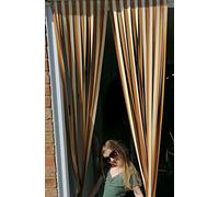 Holland Plastics Original Brand Robust Window Screen, Fly Screen, Strip Screen, Door Panel, Old Gold and Cream, 80 cm Wide, Complete with Self-Adhesive Hooks for UPVC Plastic Frames