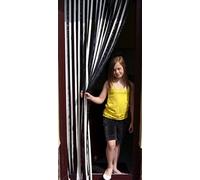 Holland Plastics Original Tube Type Door Curtain, Black & White - 80cm W x 200cm Drop PVC, Easy to Clean
