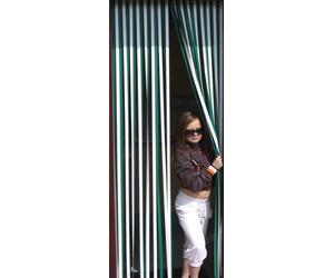Holland Plastics Slat type Door Curtain/Fly Blind- With pair of self adhesive hooks for uPVC doors-GREEN & WHITE- 80cm wide x 200cm drop