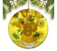 Holland Sunflower Van Gogh Christmas Ornaments for Tree Ceramic Pendant Double Sided Ornament Decor Xmas Gifts Porcelain Travel Souvenirs