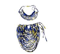 HollandaisWax African Ankara Handmade Necklace for Women Multi Strand Fabric Shawl Exotic Necklace and Short Choker 2 Pieces SP026, Fabric, No Gemstone