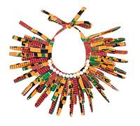HollandaisWax African Necklaces for Party Bohemia Style Handmade Ankara Kente Necklace Women Choker Tribal Accessories Bib Necklace, Zinc, No Gemstone