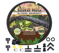 Holldoor 50 ft Soaker Hose, Plastic, Water Pressure-Driven, 1/2'' Width, 50 Ft Length, Threaded Fittings, Drip Irrigation Kit