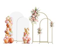 Holldoor Arch Backdrop Stand and Cover Set, 2 Metal Balloon Arch Backdrop 7.2ft 6ft, Gold Arched Stand Frame for Wedding, Parties,Birthday,Decorations (White,7.2ft+6ft)