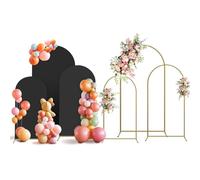 Holldoor Arch Backdrop Stand and Cover Set, 3 Metal Balloon Arch Backdrop 7.2ft 6.6ft 6ft, Gold Arched Stand Frame for Wedding, Parties,Birthday, Backdrop Decorations (Black,7.2ft+6.6ft+6ft)