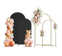 Holldoor Arch Backdrop Stand and Cover Set, 3 Metal Balloon Arch Backdrop 7.2ft 6ft, Gold Arched Stand Frame for Wedding, Parties,Birthday, Backdrop Decorations (Black,7.2ft+6ft)