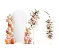 Holldoor Arch Backdrop Stand and Cover Set, Metal Balloon Arch Backdrop 7.2ft, Gold Arched Stand Frame for Wedding, Parties,Birthday, Baby Shower Decorations (White,7.2ft)