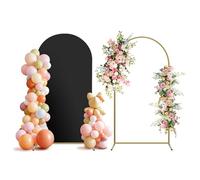 Holldoor Arch Backdrop Stand and Cover Set, Metal Balloon Arch Backdrop 7.2ft, Gold Arched Stand Frame for Wedding, Parties,Birthday, Baby Shower Decorations (Black,7.2ft)