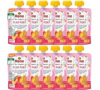 Holle Pear Pony - Pouch pear, peach & raspberries with spelt, pack of 12