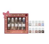 Holler And Glow Merry Mani Miniature Nail Polish Gift Set, Mini Size, Limited Edition, Base Coat, Top Coat, High Shine Finish, Glossy, Long Wearing, Quick Dry, Fast Dry, For Teen Girls, 12 Piece Set
