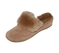Hollert German Leather Fashion Lamb Wool House Shoes - MOROCCO Ladies Slippers - Beige, UK 9