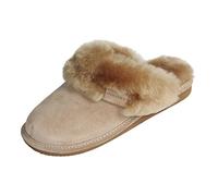 Hollert German Leather Fashion Lambskin Women's House Shoes Malibu Slippers - Beige, UK 7