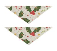 Hollies and Berries Pet Triangle Scarf Wear Resistant 2 Piecing Set for Daily Pets at Different Stages 20 × 7 3in