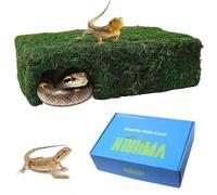 Hollima Mossy Cave Hide for Reptiles, Natural Moss Lizard Hideout with Safe Shelter, Snake Cave Hut for Themed Terrarium Ideal for Gecko Hamster Snake to Rest & Hide