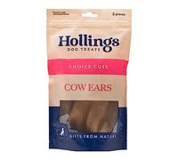Hollings Cow Ears Dog Treats, 100% Natural & Nutritious Long Lasting Chew Treats for Adult Dogs, Grain Free & High in Protein, Pack of 1 (3 Pieces)