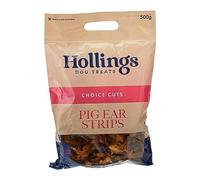 Hollings Pig Ear Strips Dog Treats, 100% Natural Air Dried Long Lasting Chews for Adult Dogs, Grain Free & High in Protein (500g)