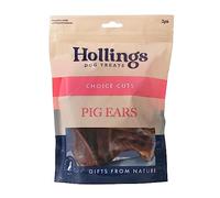 Hollings Pig Ears Dog Treats, 100% Natural Air Dried Long Lasting Chews for Adult Dogs, Grain Free & High in Protein (Pack of 2)