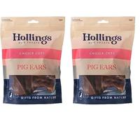 Hollings Pig Ears Dog Treats, 100% Natural Air Dried Long Lasting Chews for Adult Dogs, Grain Free & High in Protein (Pack of 4)