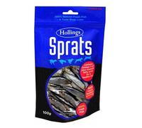 Hollings Sprats, 100g : 100% Natural Fish Treat (5 bags)