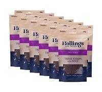 Hollings Treat Strips with Beef Dog Training Treats, 100% Natural, Air Dried Beef Strips for Adult Dogs, Gluten Free & High in Protein 100 g, Pack of 12