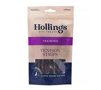 Hollings Treat Strips with Venison Dog Training Treats, 100% Natural, Air Dried Venison Strips for Adult Dogs, Gluten Free & High in Protein (5 Pack)