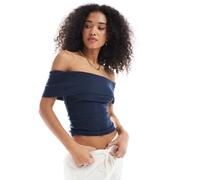 Hollister Womens off the shoulder short sleeve top in sky blue - Size 2XL