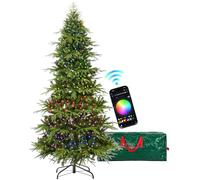 HOLLO STAR 7.5 ft Prelit Pencil Christmas Tree with 400 LED Lights, App Control, Aspen Artificial Christmas Tree, Multi-Color RGBW Lights, 1639 PE & PVC Branch Tips, Skinny Xmas Tree, for Home, Party