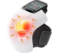 HOLLOII 4-in-1 Knee Massager Deep Heat, Light, Vibration 3D Massage, Cordless and Portable with LED Screen, Ideal for Joint Pain Relief Post-Workout Recovery, Gift for Families and Friends, Red, Large