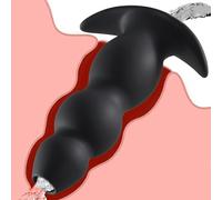 Hollow Anal Plug Silicone Huge Butt Plug Anal Sex Toys with Narrow Flared Base and 3 Beads Vagina Expander Anus Dilator Tunnel Plugs Anal Training Adult Sex Toy for Men Women Couples(Black
