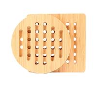 Hollow Bamboo Trivet Heat Resistant Mat for Kitchen Hot Pots and Pans Non-Slip Surface 200x200x12mm(2pcs)