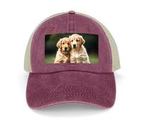 Hollow Baseball Cap Golden Retriever Dogs Puppies Pets Classic Dad Hat Adjustable Cotton Baseball Hat Sport Visor Hat, Wine Red, One size